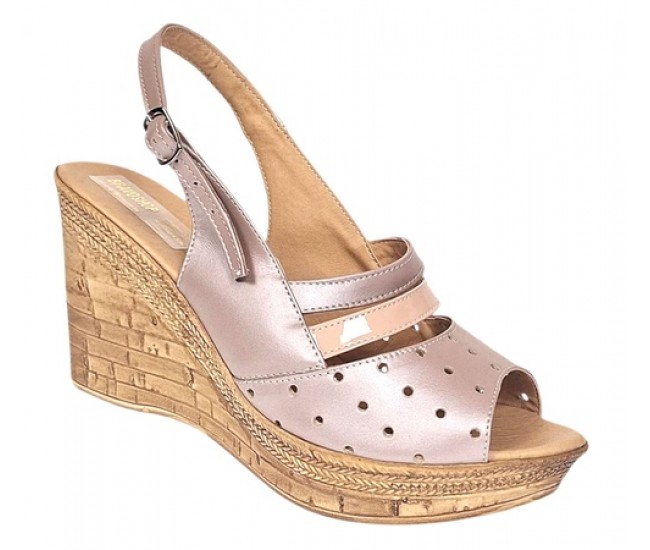 Sandale dama din piele naturala cu platforme de 8.5 cm Nude BVS46NUDL