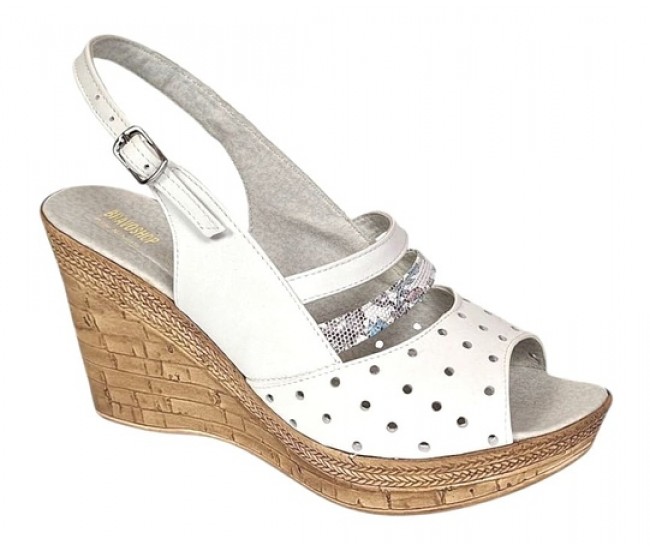 Sandale dama din piele naturala cu platforme de 8.5 cm Alb Floral BVS46XAF
