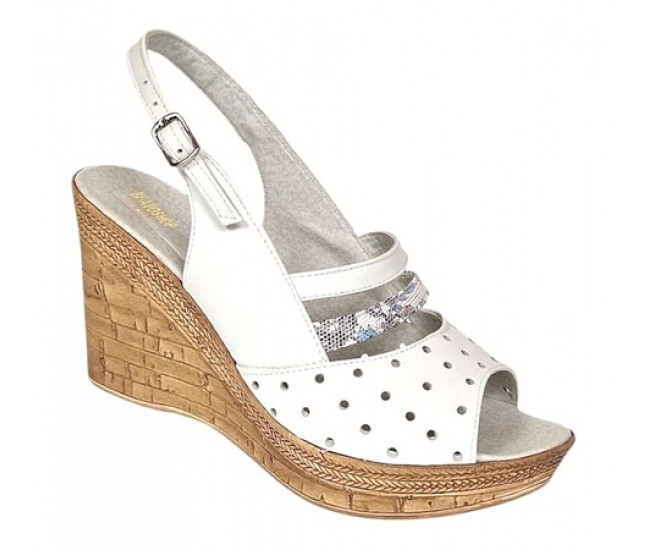 Sandale dama din piele naturala cu platforme de 8.5 cm Alb Floral BVS46XAF