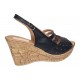 Sandale dama din piele naturala cu platforme de 8.5 cm Negru Floral BVS46XNF
