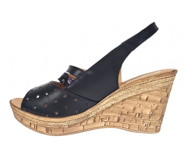 Sandale dama din piele naturala cu platforme de 8.5 cm Negru Floral BVS46XNF