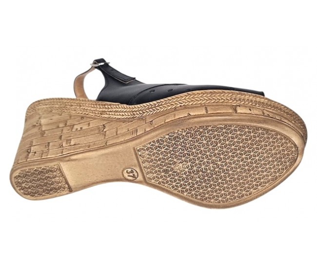 Sandale dama din piele naturala cu platforme de 8.5 cm Negru Floral BVS46XNF