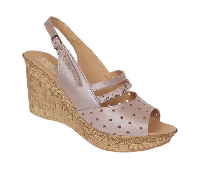 Sandale dama din piele naturala cu platforme de 8.5 cm Nude Floral BVS46XN