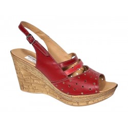 Sandale dama din piele naturala cu platforme de 8.5 cm Rosu BVS46XR