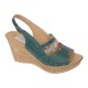 Sandale dama din piele naturala cu platforme de 8.5 cm Verde Color BVS46XV
