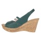 Sandale dama din piele naturala cu platforme de 8.5 cm Verde Color BVS46XV