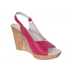 Sandale dama din piele naturala cu platforme de 10cm Roz Floral BVS47IVR