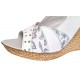 Sandale dama din piele naturala cu platforme de 10cm Alb Floral BVS47XA