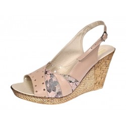 Sandale dama din piele naturala cu platforme de 10cm Bej Floral BVS47XCON