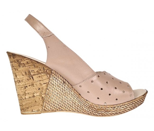 Sandale dama din piele naturala cu platforme de 10cm Bej Floral BVS47XCON