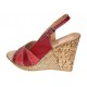 Sandale dama din piele naturala cu platforme de 10cm Rosu BVS47XR