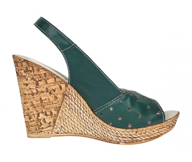 Sandale dama din piele naturala cu platforme de 10cm Verde Floral BVS47XV