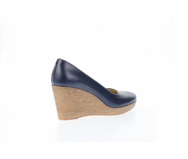 Oferta marimea 37, 41 -  Pantofi dama, casual, bleumarin, din piele naturala, cu platforma de 7 cm Mara - LP3550BL