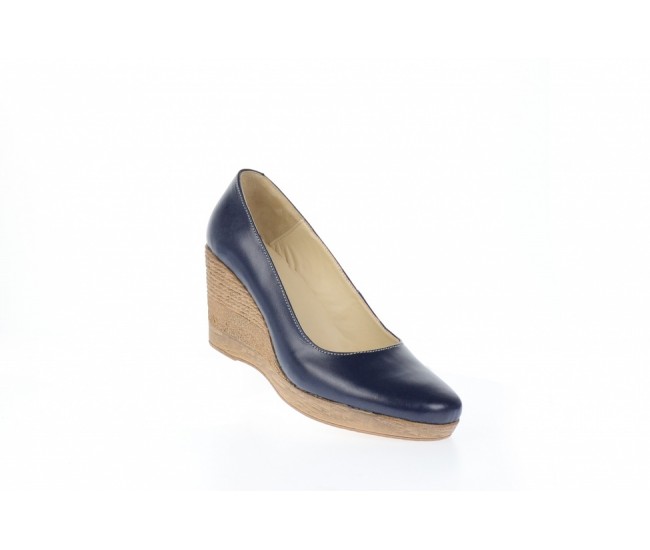 Oferta marimea 37, 41 -  Pantofi dama, casual, bleumarin, din piele naturala, cu platforma de 7 cm Mara - LP3550BL