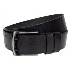 Curea barbati pentru jeans din piele naturala, catarama metalica. cu doua ace, latime 4.5 cm, negru