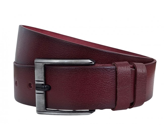 Curea din piele naturala pentru barbati latime 4.5 cm, Bordeaux - CK219VIS