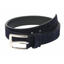 Curea barbati eleganta din piele naturala intoarsa bleumarin 3.5 cm - CK2283BLM