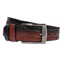 Curea barbati, casual, pentru jeans, din piele naturala, doua culori, negru si maro, 3.5cm - CK44MN