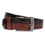 Curea barbati, casual, pentru jeans, din piele naturala, doua culori, negru si maro, 3.5cm - CK44MN