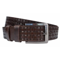 Curea barbati, eleganta, pentru costum, din piele naturala Maro, 3.5cm - CK54M