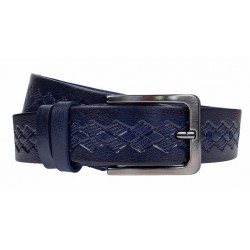 Curea barbati, eleganta, pentru costum, din piele naturala Bleumarin, 3.5cm - CK55BLM