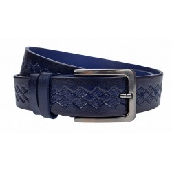 Curea barbati, eleganta, pentru costum, din piele naturala Bleumarin, 3.5cm - CK55BLM