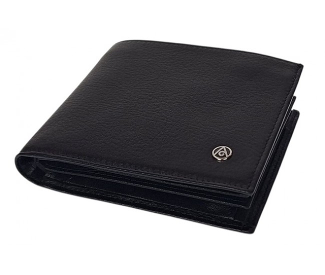 Portofel barbati din piele naturala, negru, 11 x 9 cm, CK591N