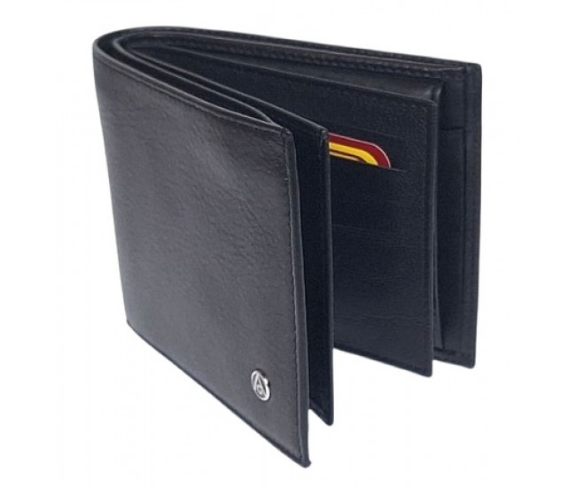 Portofel barbati din piele naturala, negru, 11 x 9 cm, CK591N