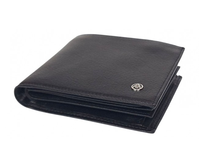 Portofel barbati din piele naturala, negru, 11 x 9 cm, CK591N