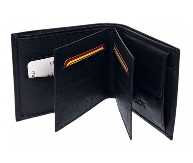 Portofel barbati din piele naturala, negru, 11 x 9 cm, CK591N