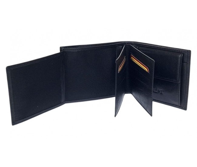 Portofel barbati din piele naturala, negru, 11 x 9 cm, CK591N