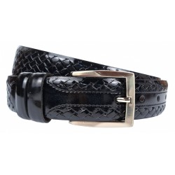 Curea barbati, eleganta, pentru costum, din piele naturala, Negru, 3.4cm - CK60N