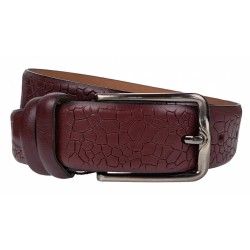 Curea barbati, eleganta, pentru costum, din piele naturala, Grena, 3.4cm - CK61VIS