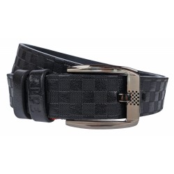 Curea barbati, eleganta, pentru costum, din piele naturala, Negru, 3.8cm - CK65N