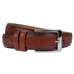 Curea barbati, eleganta, pentru costum, din piele naturala, Maro, 3.4cm - CK69M