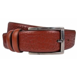 Curea barbati, eleganta, pentru costum, din piele naturala, Maro, 3.4cm - CK70M