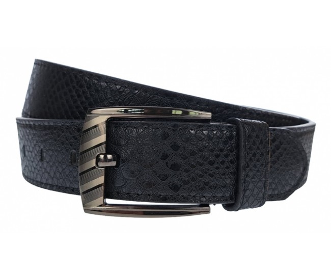 Curea barbati, casual, latime 3.8cm, negru croco, piele eco - CK90N