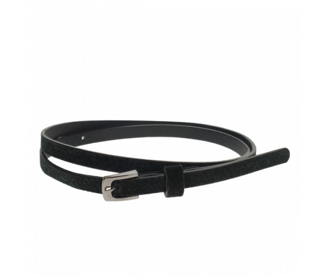 Curea dama, casual-eleganta, din piele ecologica, latime 1 cm, negru - CKD004