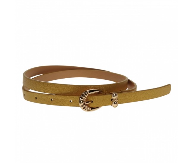 Curea dama, casual-eleganta, din piele ecologica, latime 1.3 cm, galben - CKD006