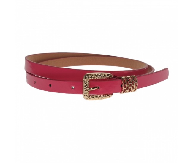 Curea dama, casual-eleganta, din piele ecologica, latime 1.3 cm, roz - CKD008