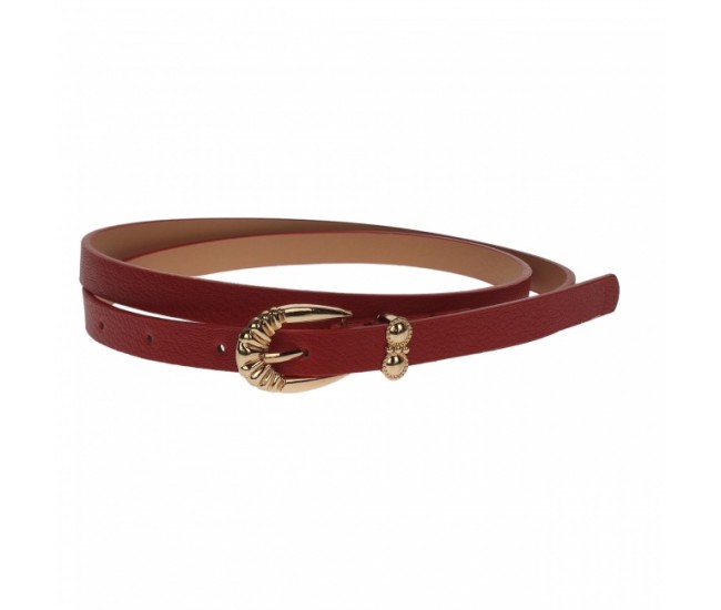 Curea dama, casual-eleganta, din piele ecologica, latime 1.3 cm, rosu - CKD013