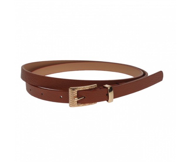 Curea dama, casual-eleganta, din piele ecologica, latime 1.3 cm, maro - CKD017
