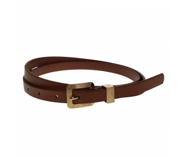 Curea dama, casual-eleganta, din piele ecologica, latime 1.3 cm, maro - CKD019
