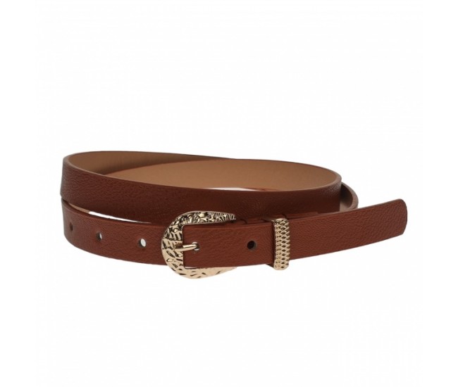 Curea dama, casual-eleganta, din piele ecologica, latime 1.8 cm, maro - CKD024