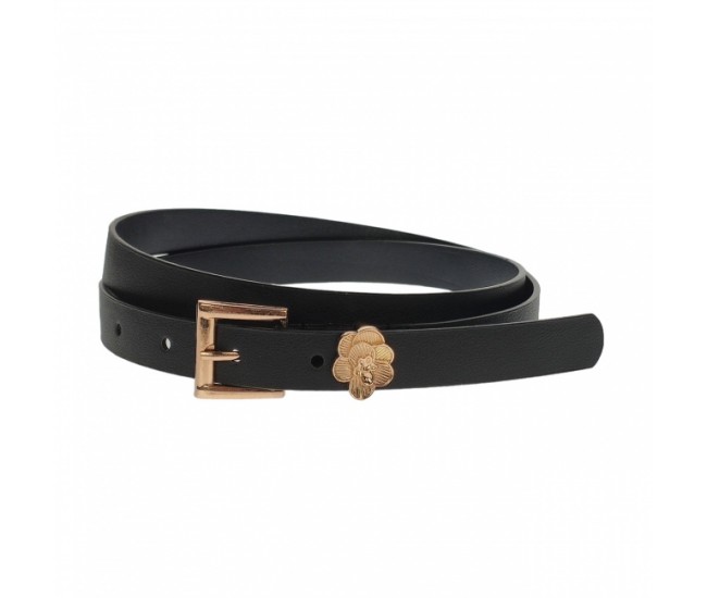 Curea dama, casual-eleganta, din piele ecologica, latime 1.8 cm, negru - CKD027