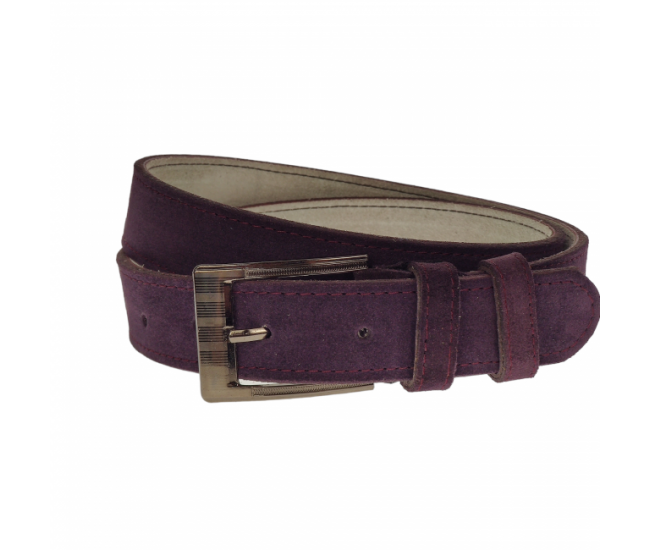 Curea barbati, casual-eleganta, din piele naturala intoarsa, latime 3.5 cm, violet - CL008