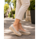 Pantofi dama bej din piele naturala perforata cu talpa ortopedica CP230BEJ