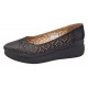 Pantofi dama negri din piele naturala perforata cu talpa ortopedica CL230N