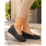 Pantofi dama negri din piele naturala perforata cu talpa ortopedica CL230N