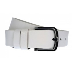 Curea barbati, casual, pentru jeans, din piele naturala, alb, 3.5cm - CLK116A